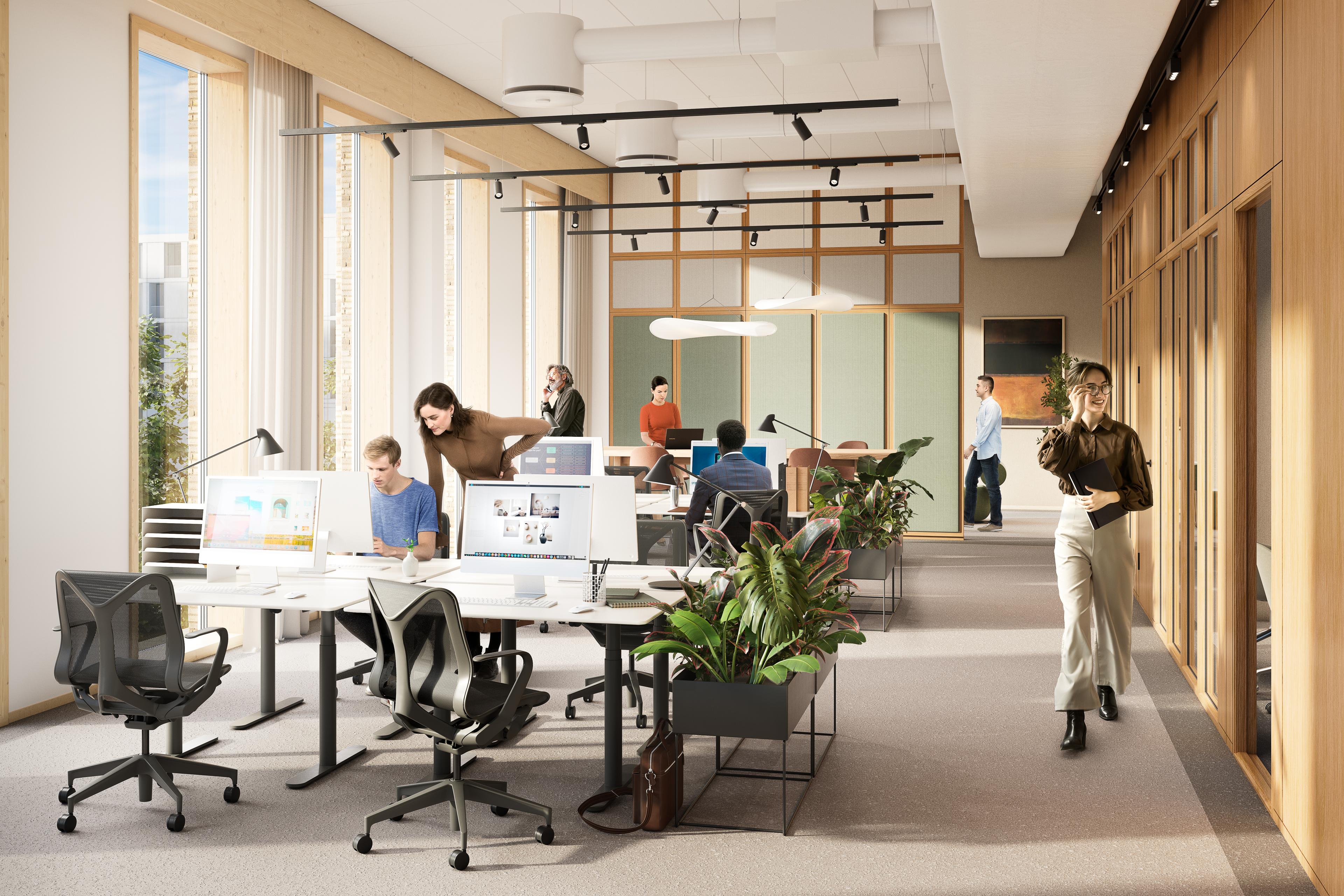 Grand Central - kontorslandskap. Bild: Kanozi Kontorslandskap. Bild: Kanozi arkitekter