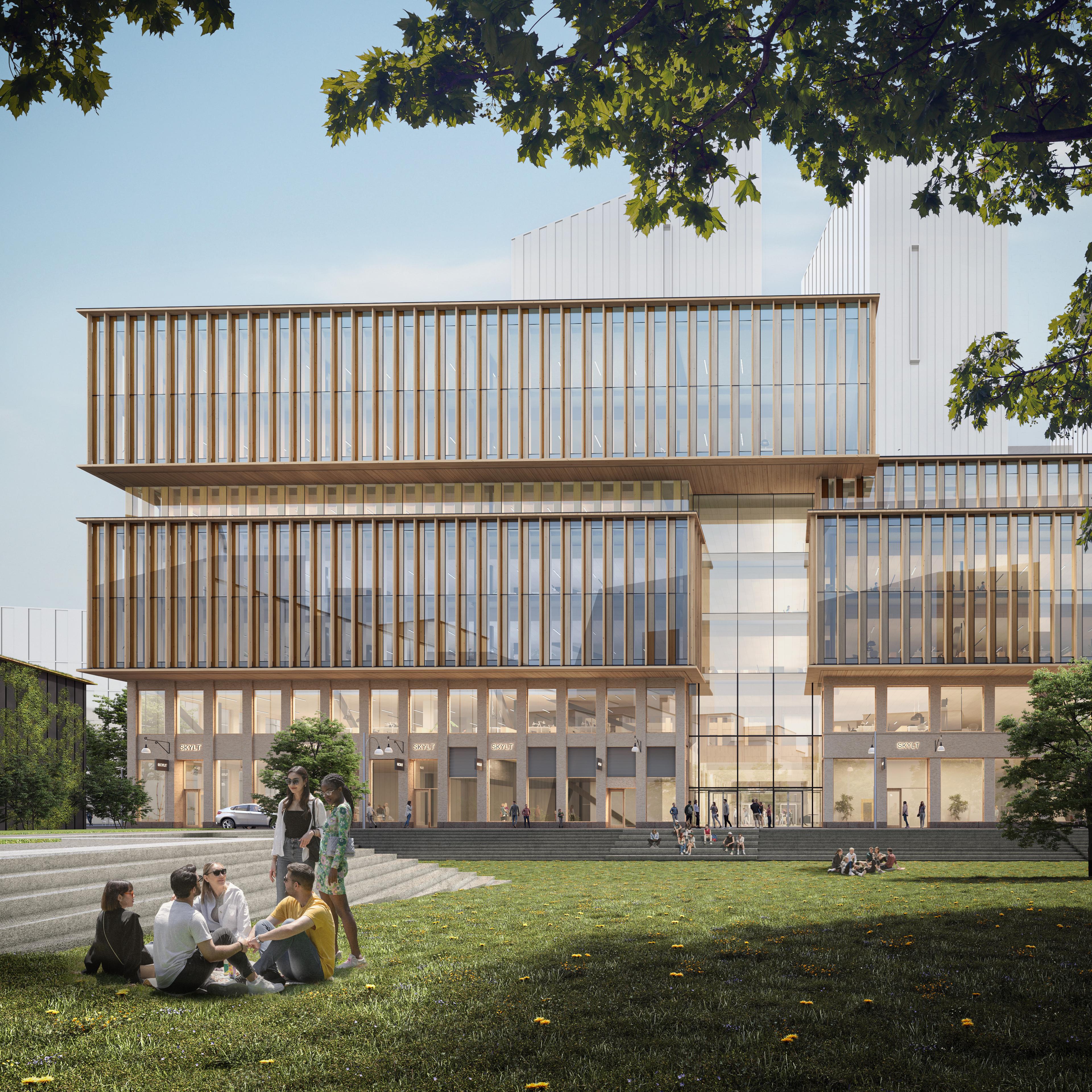 Gläntan från parken Framför Park Central, från Bergslagsparken