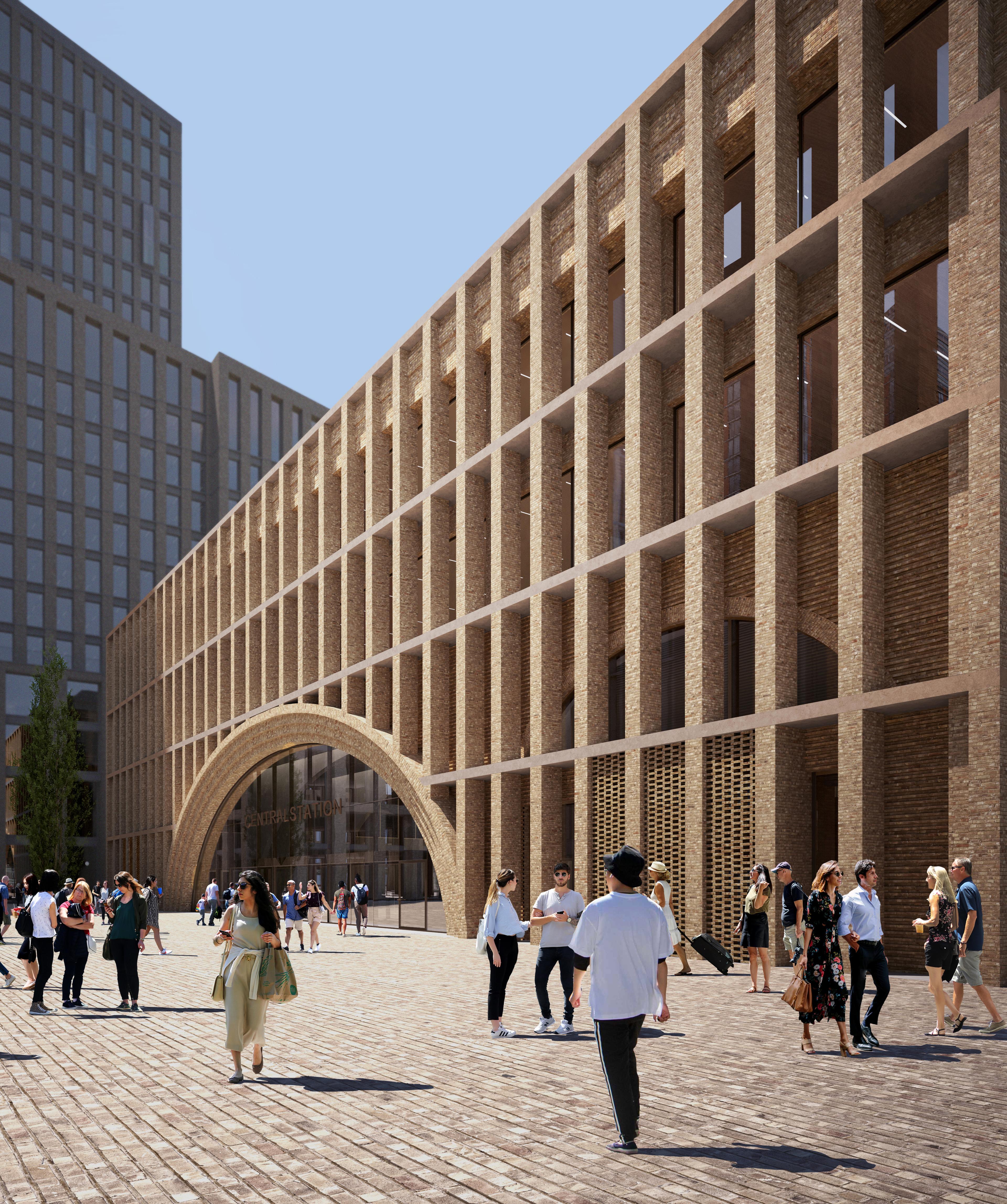 Grand Central - Östra fasaden från nordost ©Reiulf Ramstad Arkitekter